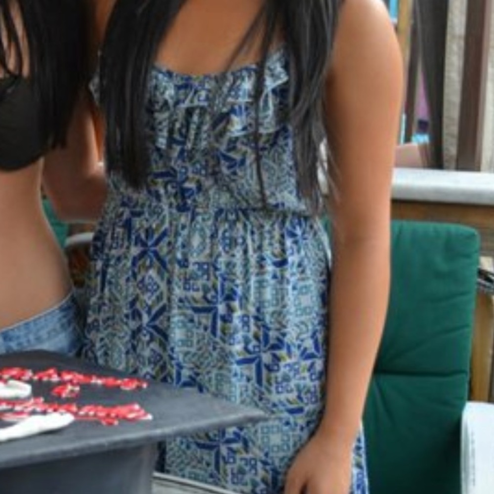 Blue/Green Patterned Tank Dress
